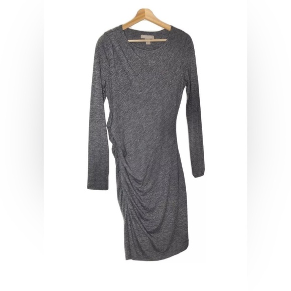 NWT $90 Banana Republic Dark Gray Charcoal Ruched‎ Jersey Mini Bodycon Dress - Picture 3 of 6